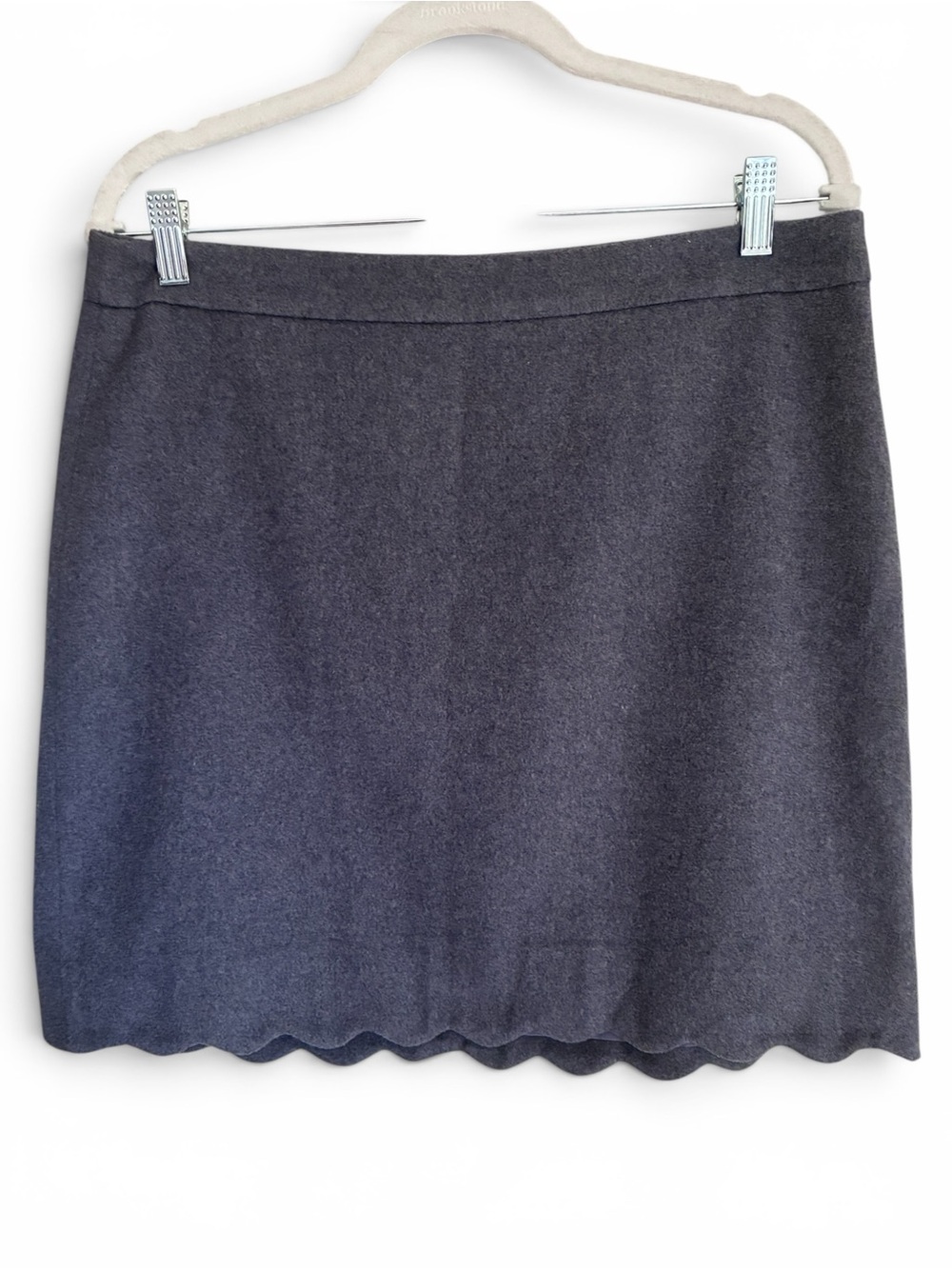 NWT Loft Scallop Hem Wool Blend Skirt Charcoal Grey Preppy Mini Skirt Sz 10